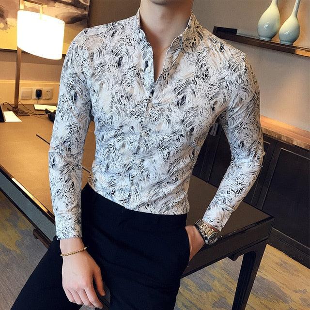 Metallic Gold Slim Fit Men's Shirt - TeresaCollections