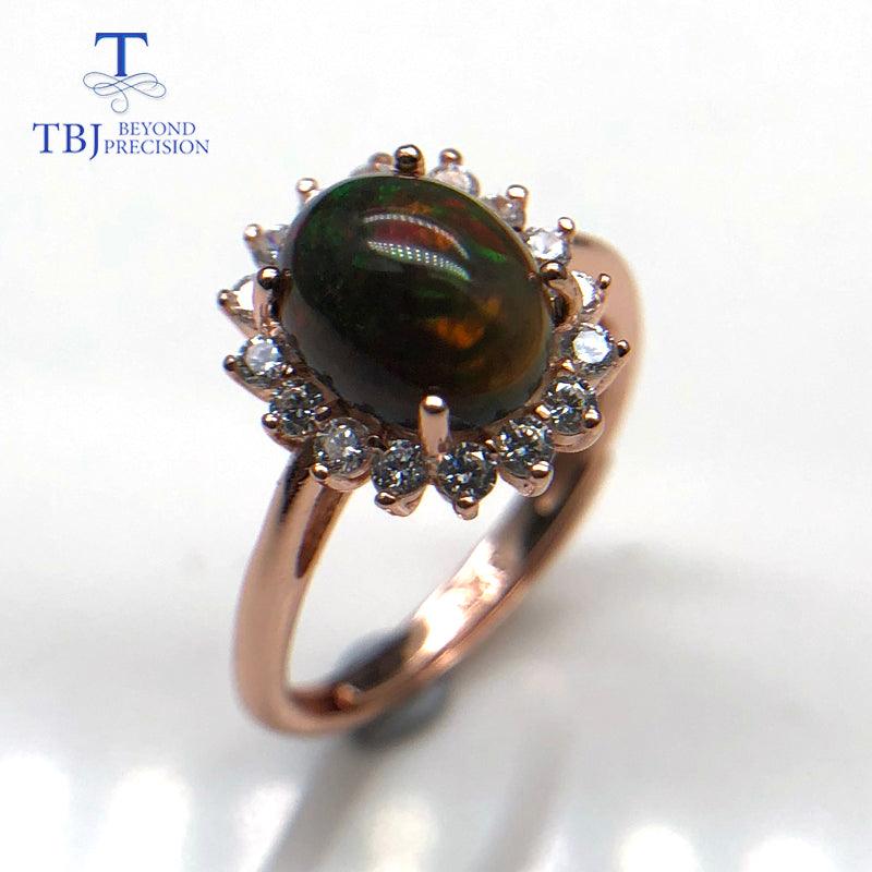 Multi-color Black Opal Natural Gemstone Oval Ring - TeresaCollections