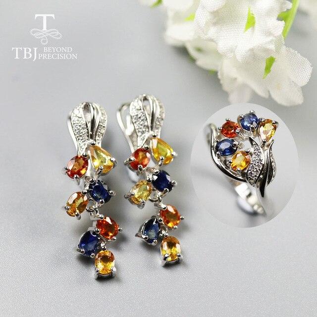 Colorful Sapphire Earrings Rings  Jewelry Set - TeresaCollections