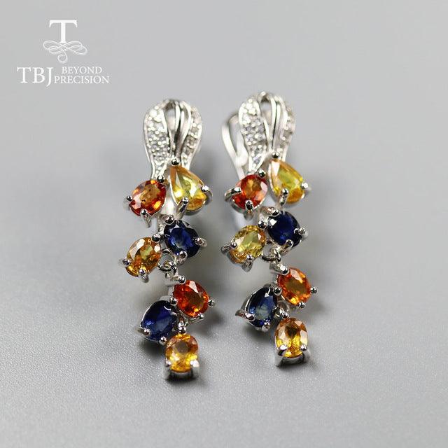 Colorful Sapphire Earrings Rings  Jewelry Set - TeresaCollections