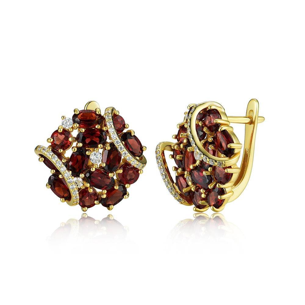 Garnet Flower Design Earrings - TeresaCollections