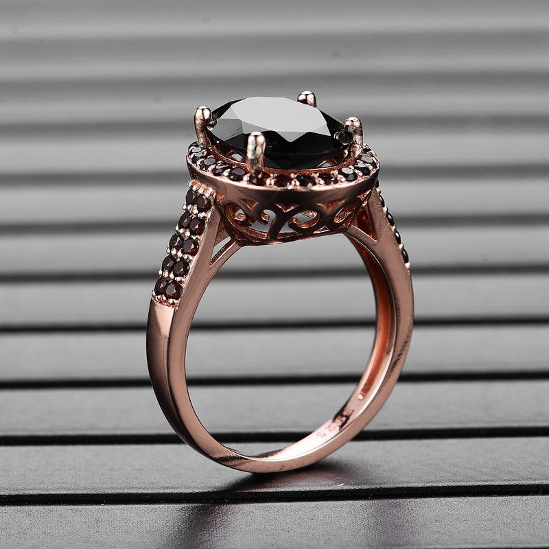 Natural Black Garnet Classic Style Ring - TeresaCollections