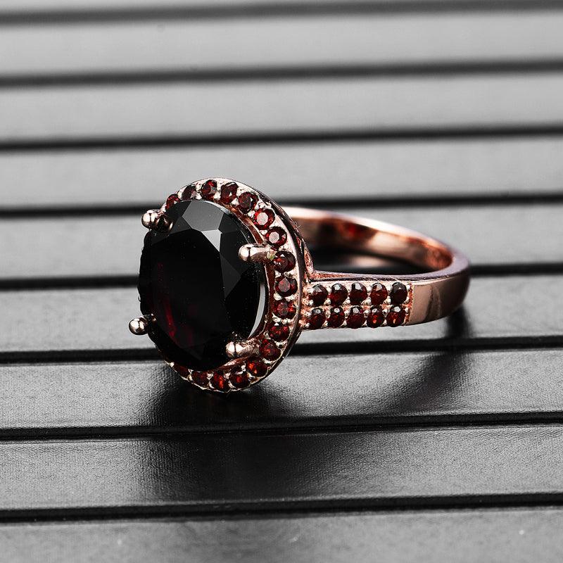 Natural Black Garnet Classic Style Ring - TeresaCollections