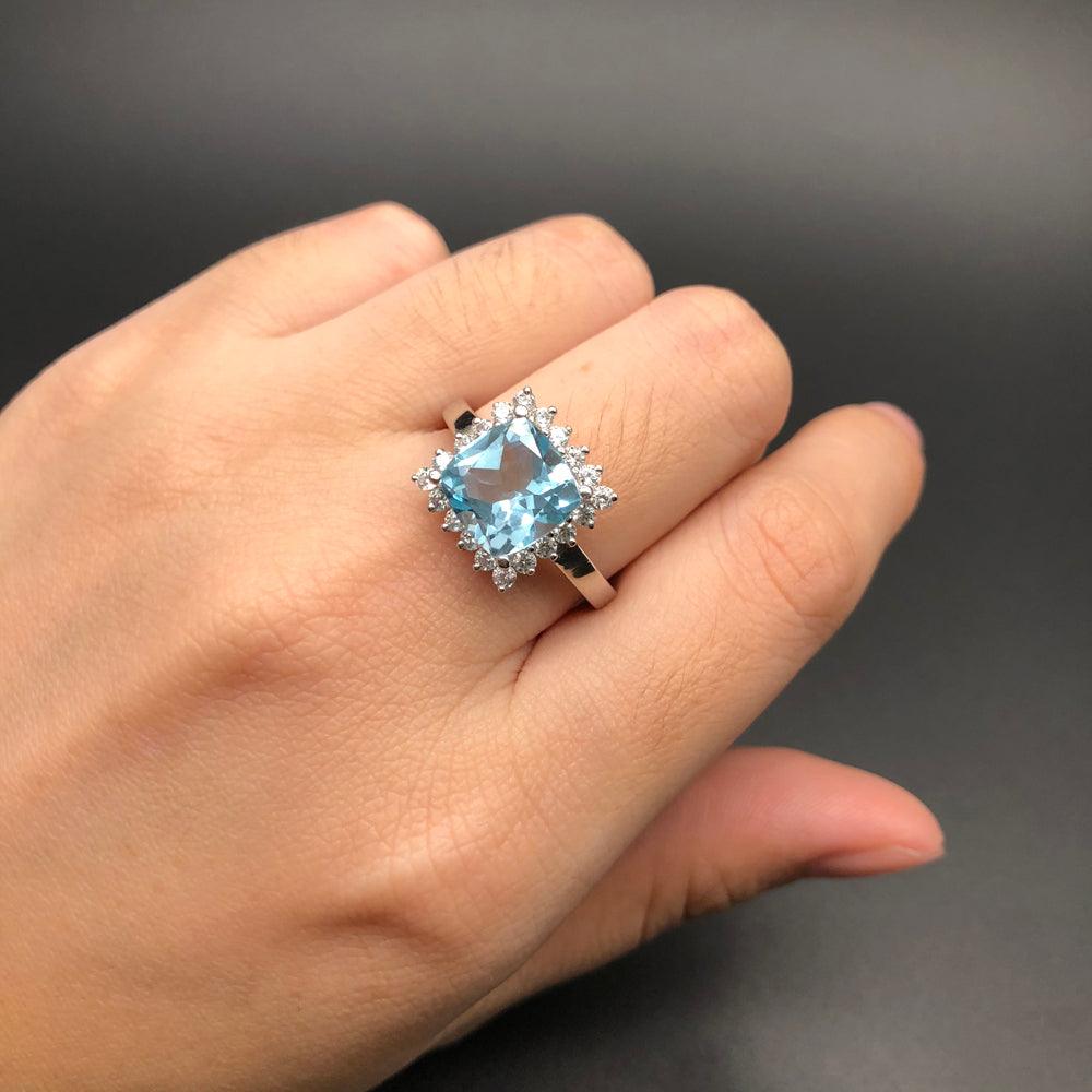 Natural Gemstone Sky Blue Topaz Ring - TeresaCollections