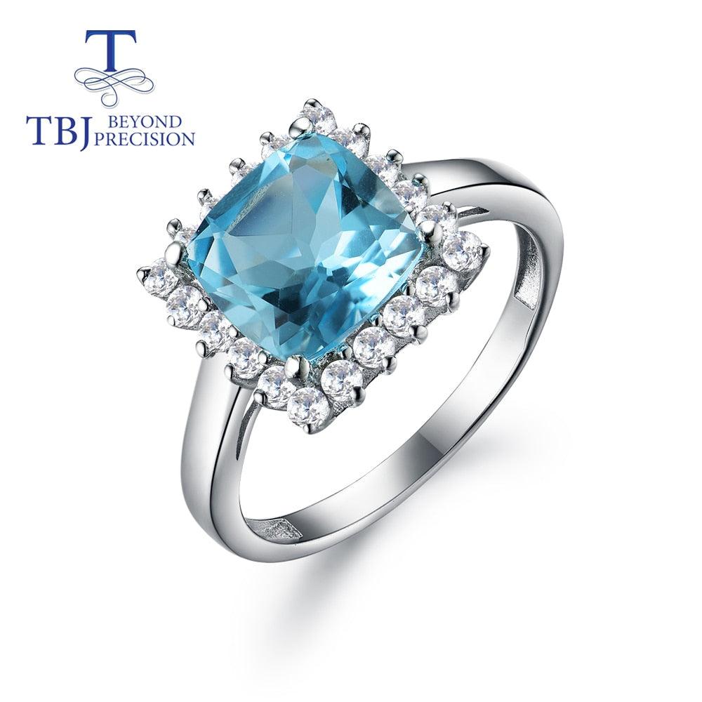 Natural Gemstone Sky Blue Topaz Ring - TeresaCollections