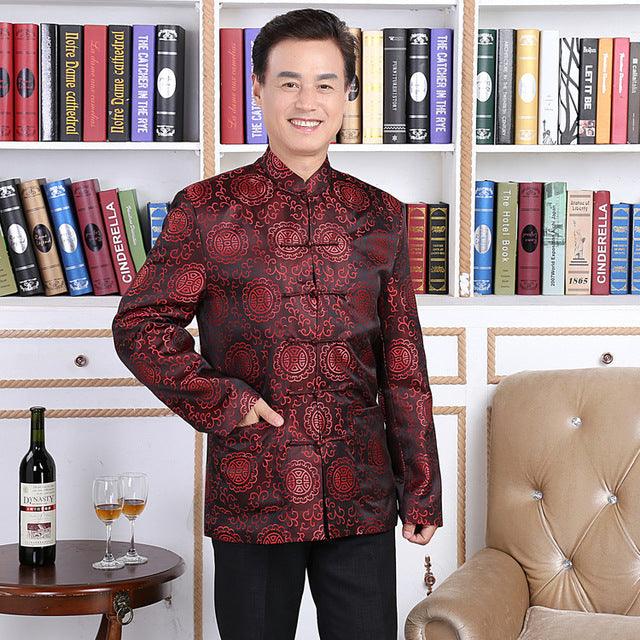 Traditional Men Chinese Cheongsam Pattern Suit Jacket - TeresaCollections