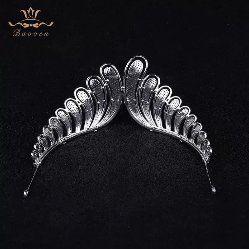 Silver Zircon Tiaras Crowns for Bridal European Plated Crystal Wedding Hairbands Wedding Hair Accessories Girls Gift - TeresaCollections