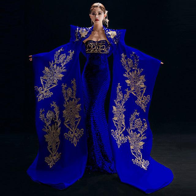 Embroidery Cheongsam Chinese Traditional Clothing Qipao Luxury Long Evening Dress - TeresaCollections