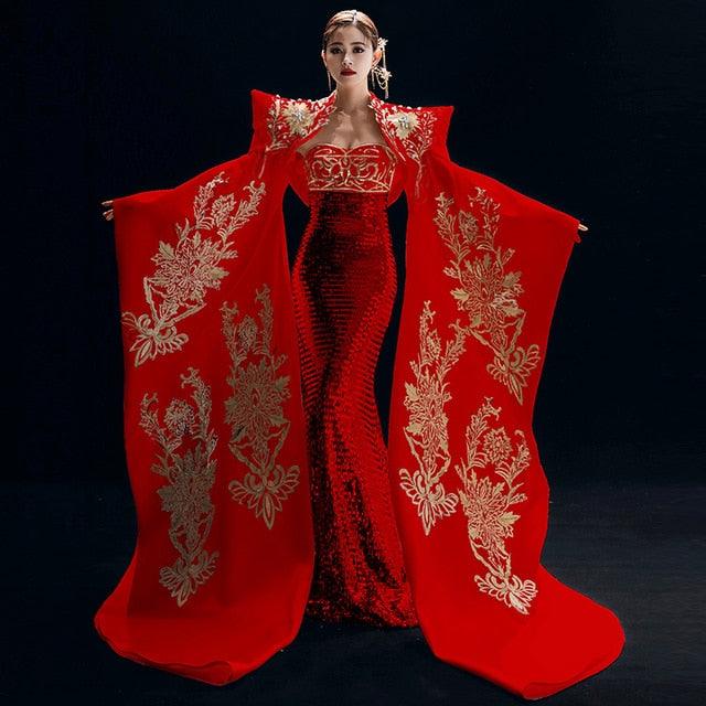 Embroidery Cheongsam Chinese Traditional Clothing Qipao Luxury Long Evening Dress - TeresaCollections