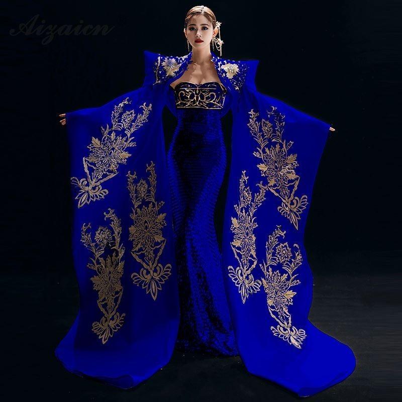 Embroidery Cheongsam Chinese Traditional Clothing Qipao Luxury Long Evening Dress - TeresaCollections