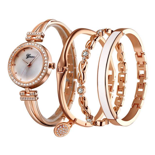 Elegant Watch Crystal Bracelet 4pcs Set - TeresaCollections