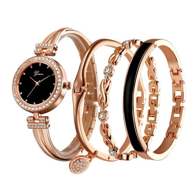 Elegant Watch Crystal Bracelet 4pcs Set - TeresaCollections