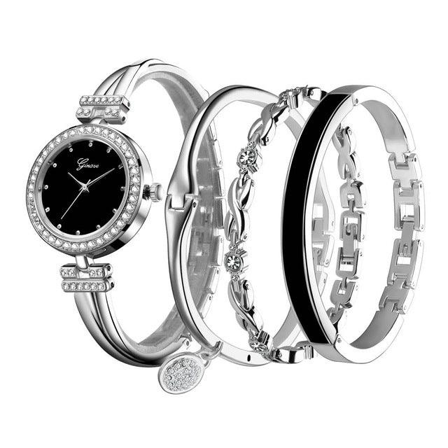 Elegant Watch Crystal Bracelet 4pcs Set - TeresaCollections