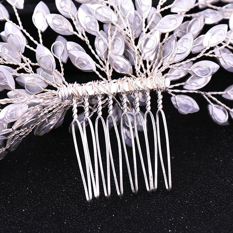 Crystal Rhinestone Hair Comb Wedding Hair Accessories Double Hair Combs For Bride Crystal Rhinestone Headband - TeresaCollections