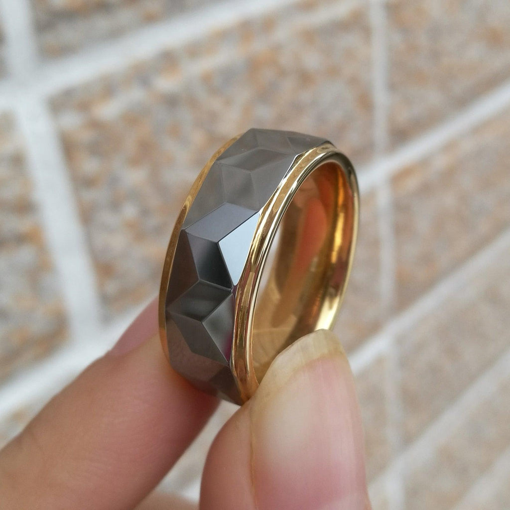 Tungsten Carbide Yellow Gold Rings For Men - TeresaCollections