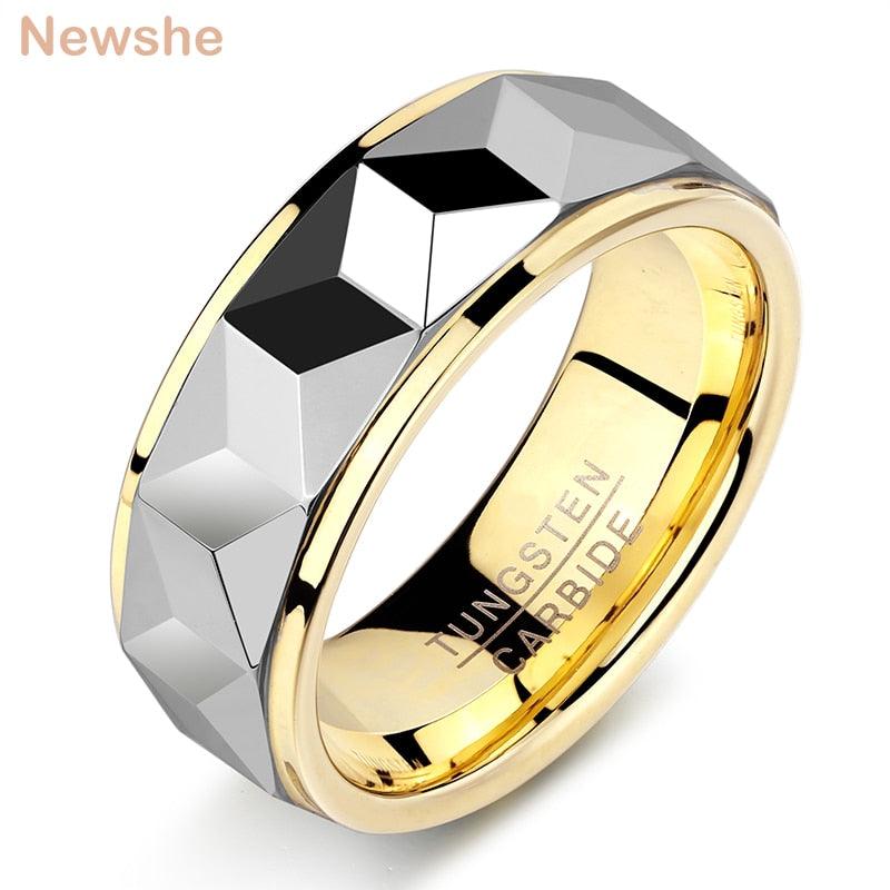 Tungsten Carbide Yellow Gold Rings For Men - TeresaCollections