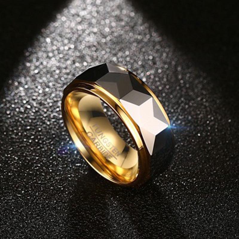 Tungsten Carbide Yellow Gold Rings For Men - TeresaCollections