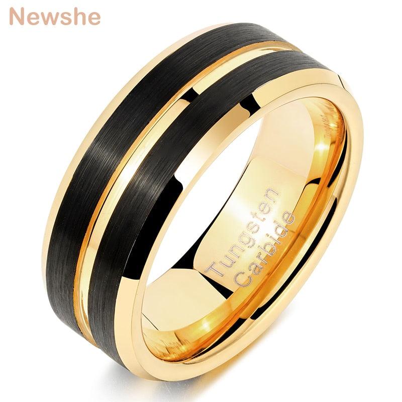 Tungsten Carbide Groove Ring  8mm Mens Wedding Band - TeresaCollections