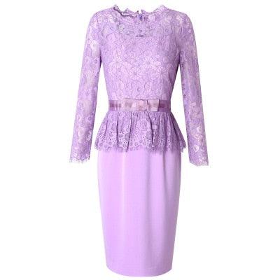 Lavender Ruffles Plus Size Vintage Lace Dress - TeresaCollections