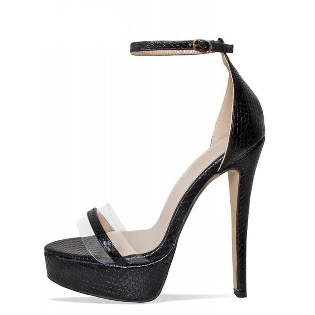 Chunky High Heel Ankle Strap Platform Sandals - TeresaCollections