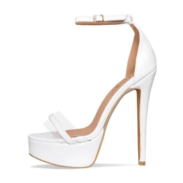 Chunky High Heel Ankle Strap Platform Sandals - TeresaCollections