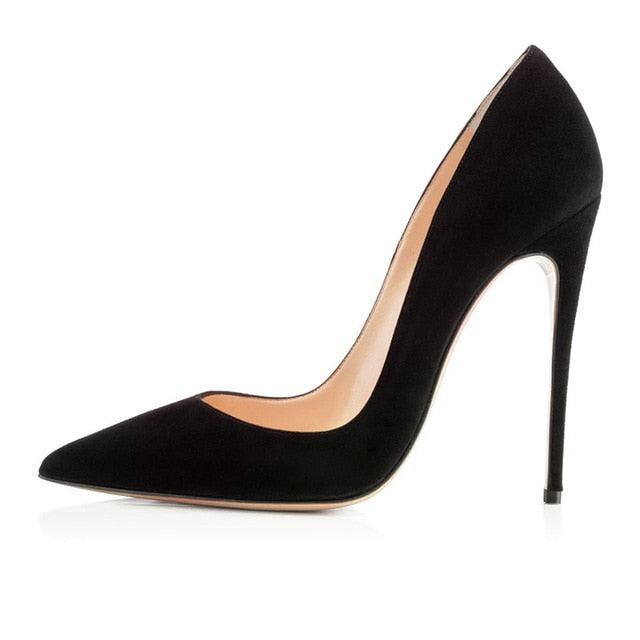 Classic Pointed Toe Genuine Leather Stiletto Pumps - TeresaCollections