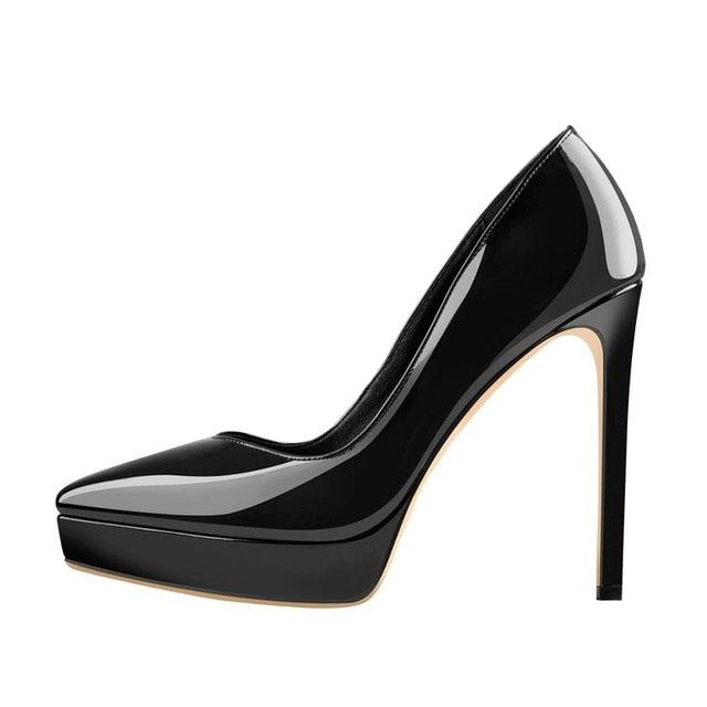 Black Platform Stiletto High Heels Pumps - TeresaCollections