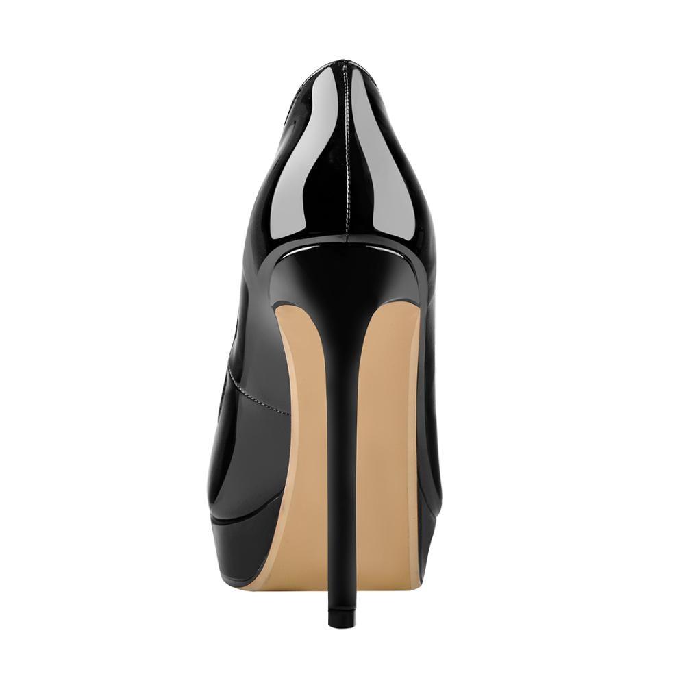 Black Platform Stiletto High Heels Pumps - TeresaCollections