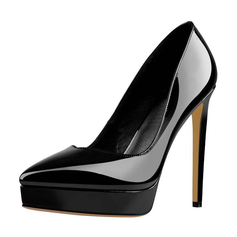 Black Platform Stiletto High Heels Pumps - TeresaCollections