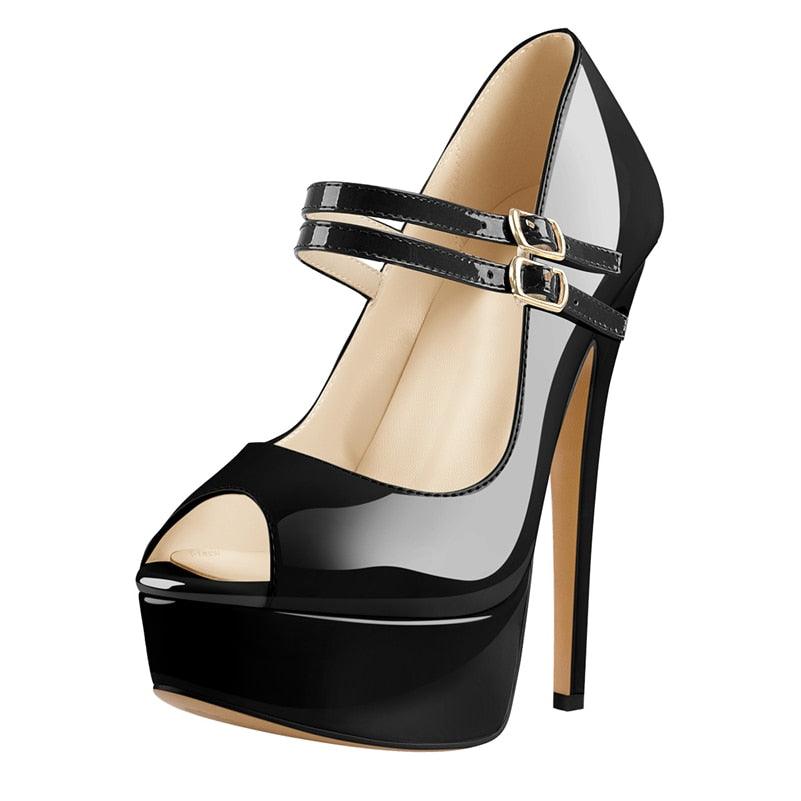 Peep Toe High Heels Straps Platform Pumps - TeresaCollections