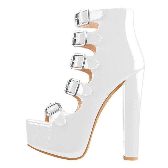 Buckle Zipper Platform Sandals - TeresaCollections