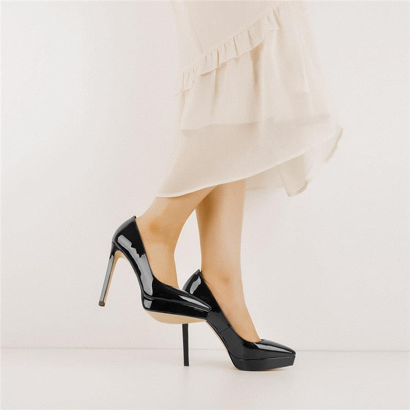 Black Pointed Toe Stiletto Pumps - TeresaCollections