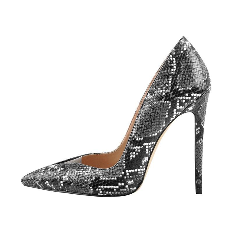Pointed Toe Snake Stiletto Pumps - TeresaCollections