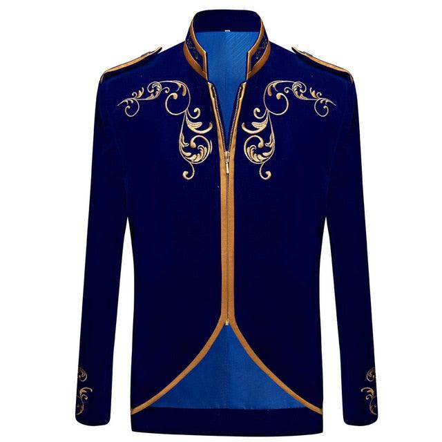 British Style Velvet Gold Embroidery Blazer - TeresaCollections
