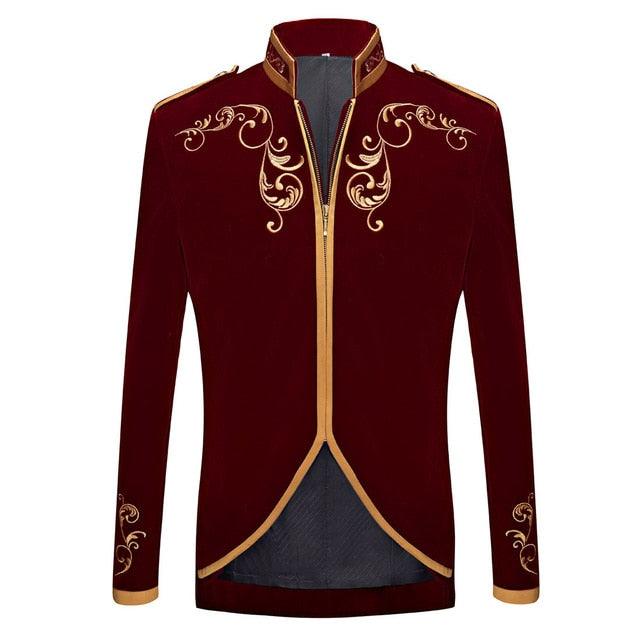 British Style Velvet Gold Embroidery Blazer - TeresaCollections
