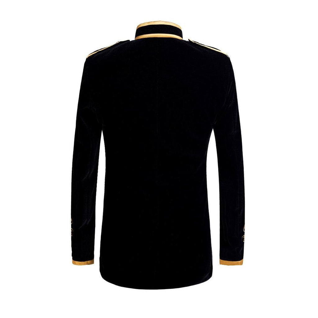 British Style Velvet Gold Embroidery Blazer - TeresaCollections