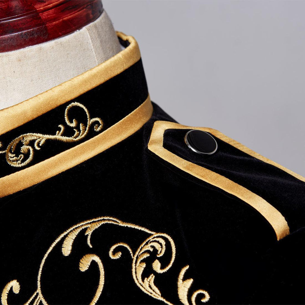 British Style Velvet Gold Embroidery Blazer - TeresaCollections