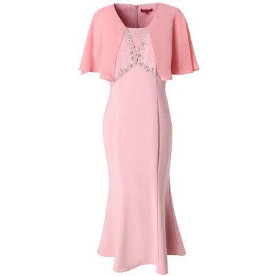 Pink Swing Plus Size summer Vintage Beading Midi Dress - TeresaCollections