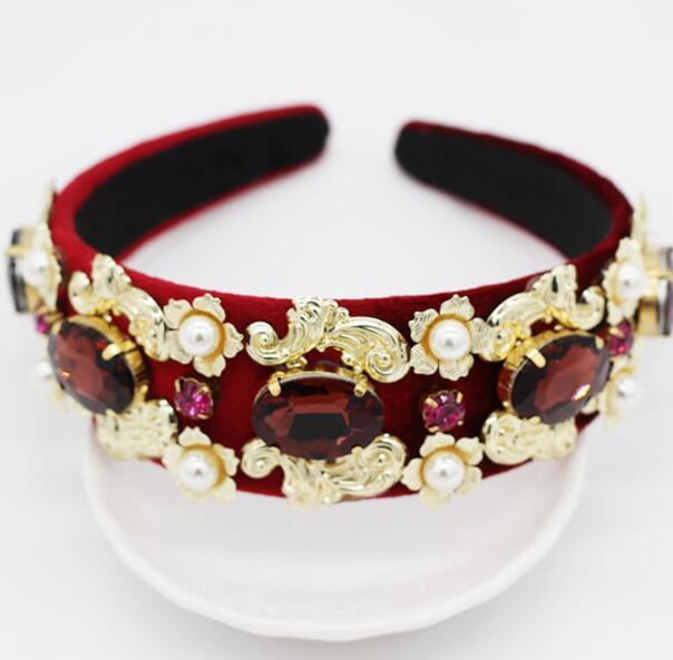 Pageant Crown set High Grade Tiara Round Circles Red Stone Mixing Headband - TeresaCollections