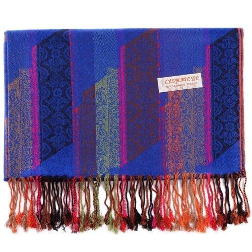 Paisley Stripes Shawl Wrap Soft Long Cashmere Scarf - TeresaCollections