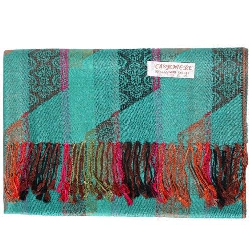 Paisley Stripes Shawl Wrap Soft Long Cashmere Scarf - TeresaCollections