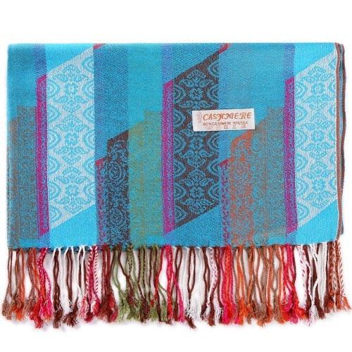 Paisley Stripes Shawl Wrap Soft Long Cashmere Scarf - TeresaCollections