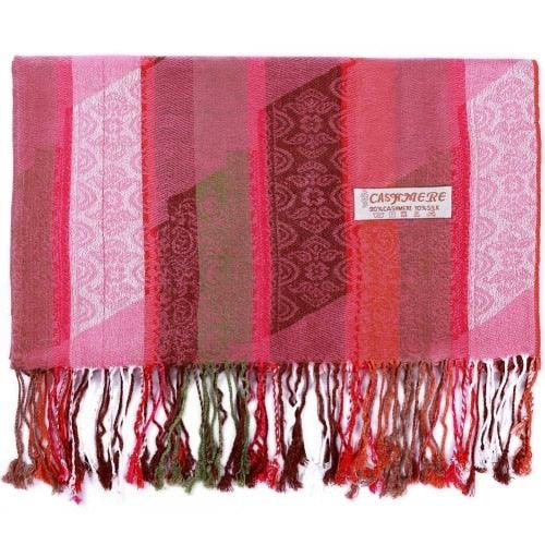 Paisley Stripes Shawl Wrap Soft Long Cashmere Scarf - TeresaCollections