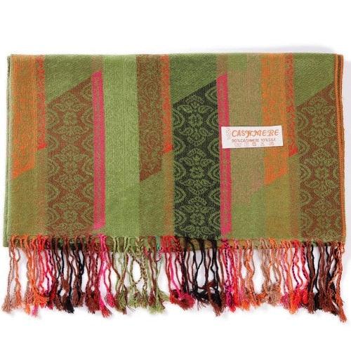 Paisley Stripes Shawl Wrap Soft Long Cashmere Scarf - TeresaCollections