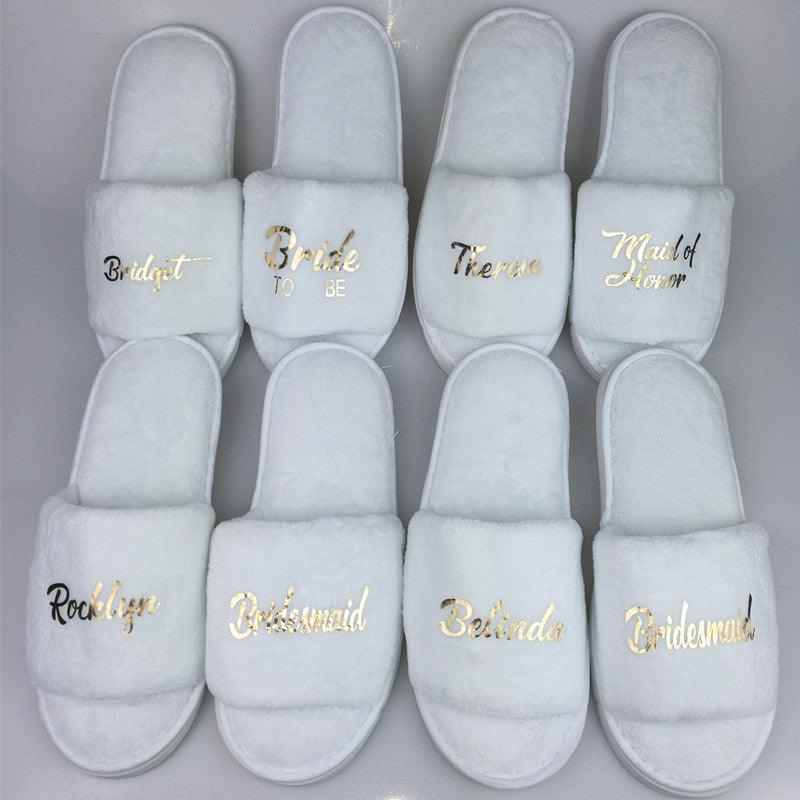 Personalized Title Names Bride Slipper Bridesmaid Maid of Honor Spa Day - TeresaCollections