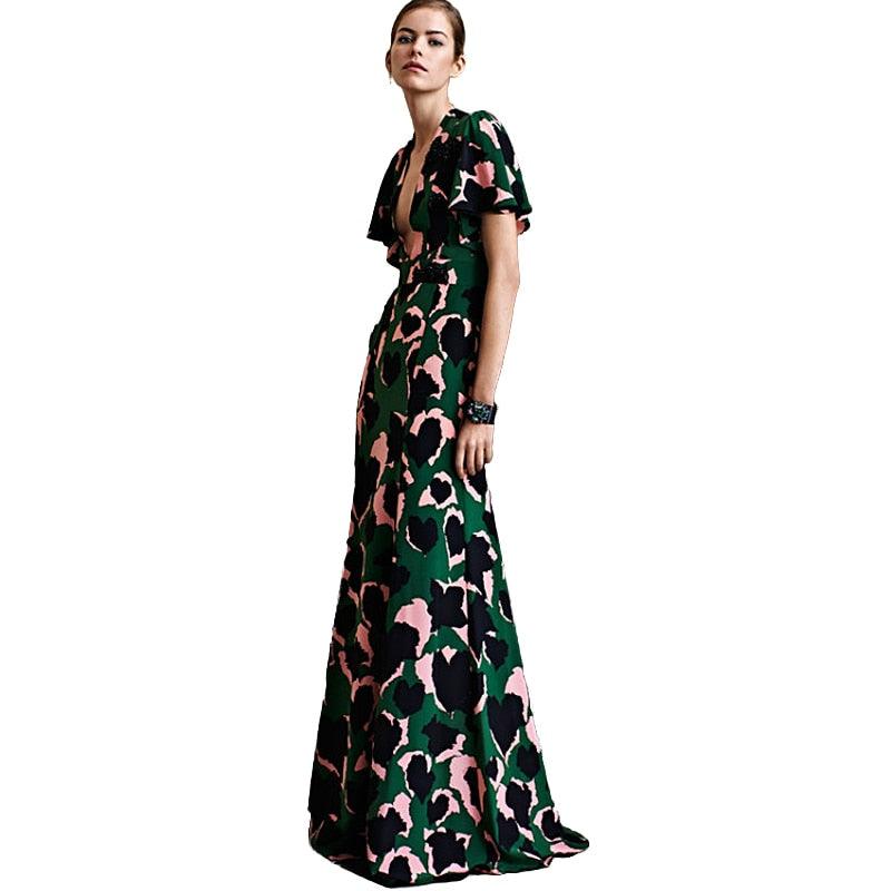 Camouflage Spring Summe  Elegant Boho Beach Print Maxi Long Dress - TeresaCollections