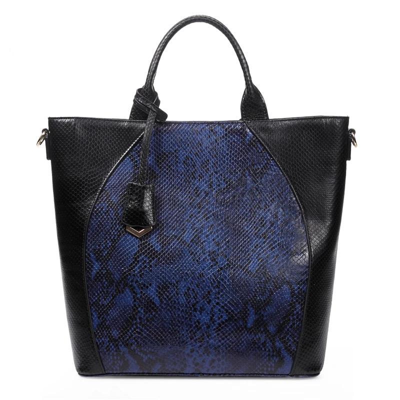 Snake Skin Pattern Leather Shoulder Bag - TeresaCollections