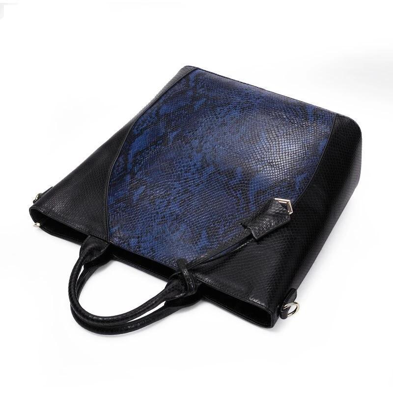 Snake Skin Pattern Leather Shoulder Bag - TeresaCollections