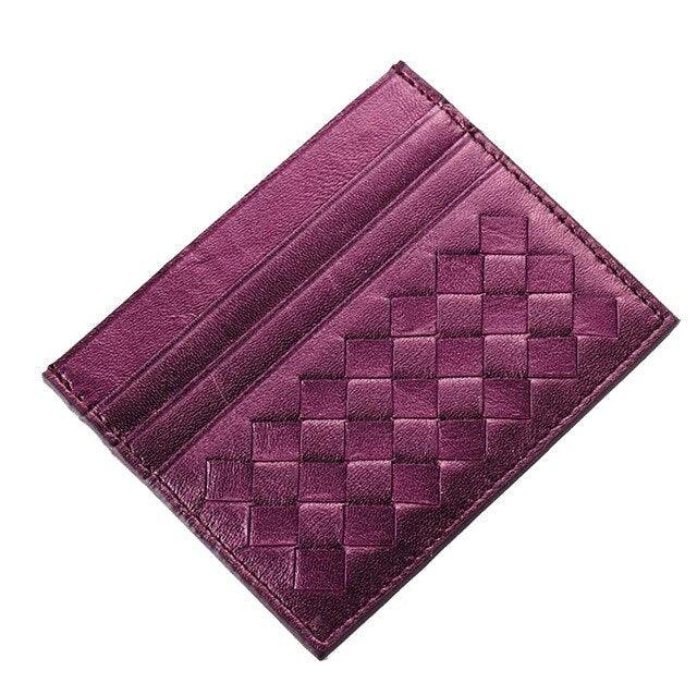 Mini Plaid Credit Card  Genuine Leather Business Wallet - TeresaCollections