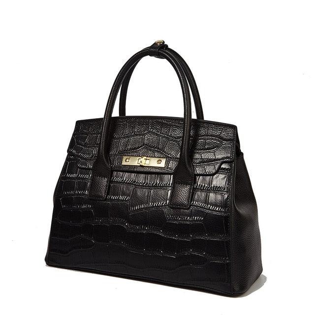 Crocodile Pattern Genuine Leather Shoulder Bag - TeresaCollections